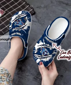 Tennessee Titans Football Ripped Claw Crocs Clog Shoes