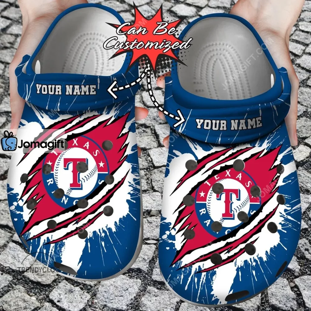 Texas Rangers Ripped Claw Crocs Clog Shoes 2