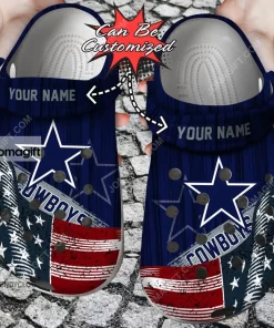 Customized Dallas Cowboys Crocs American Flag Breaking Wall Gift