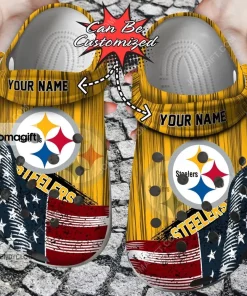 Pittsburgh Steelers American Flag Crocs Clog Shoes