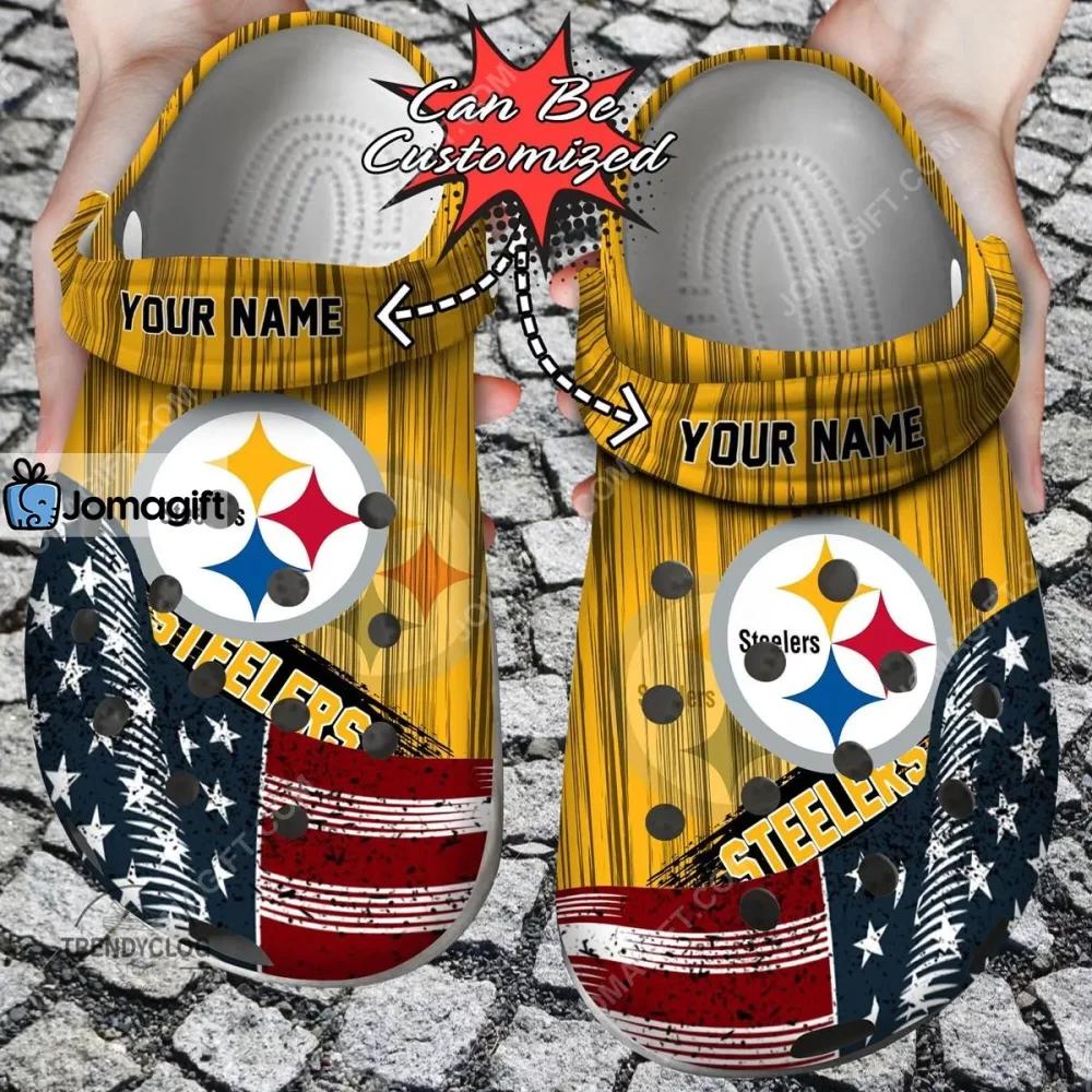 US Flag Pittsburgh Steelers New Crocs Clog Shoes