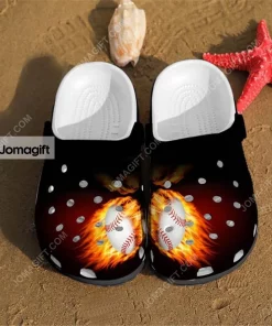 Unique Softball Fire Crocs Shoes