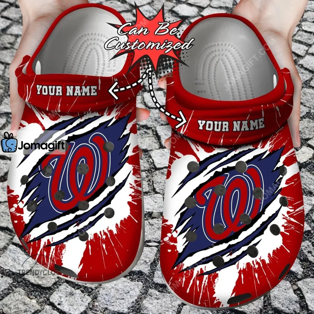 Washington Nationals Ripped Claw Crocs Clog Shoes 2
