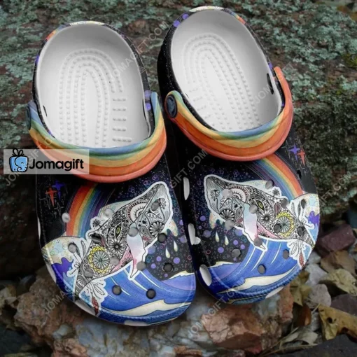 Whale Flower Art Rainbow Crocs Shoes