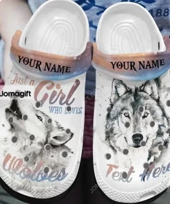 Wolf Girl Custom Name Crocs Shoes