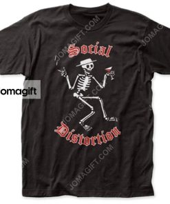 Social Distortion Skeleton Red Print and Martini T Shirt