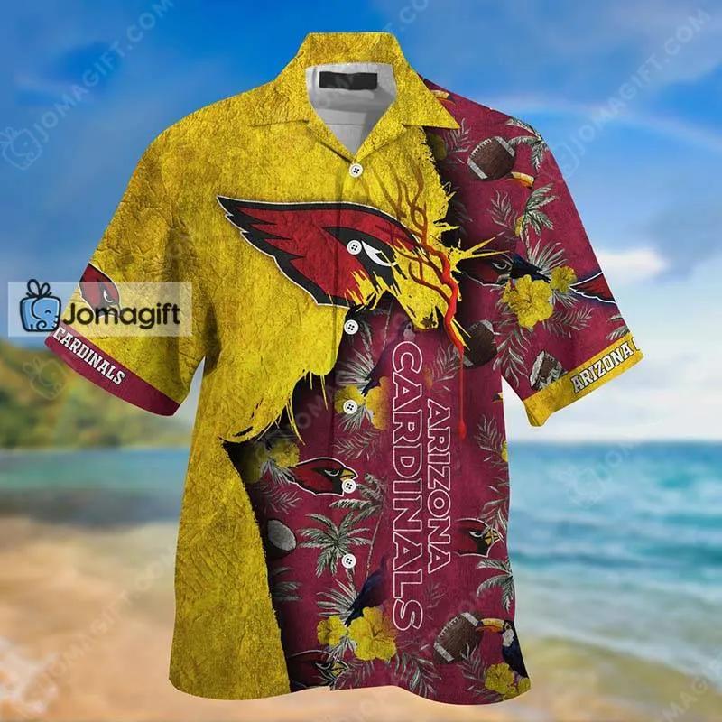 Arizona Cardinals Hawaiian Shirt, Flag and Flowers Gift - Jomagift