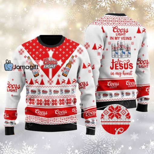 Coors Ugly Christmas Sweater My Veins Jesus Gift