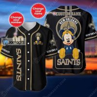 Custom Name And Number Disney Mickey New Orleans Saints Baseball Jersey