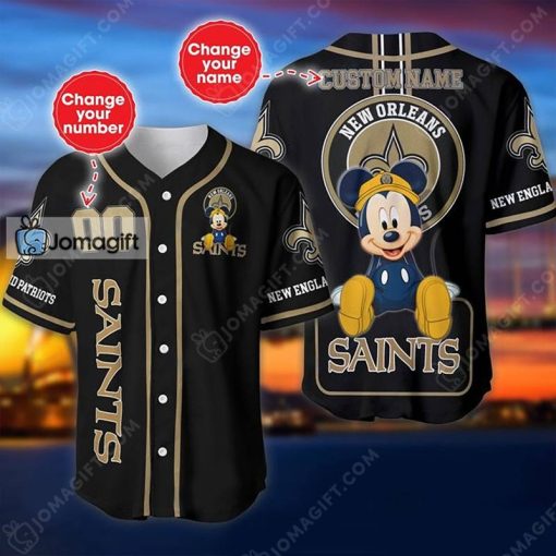 Custom Name And Number Disney Mickey New Orleans Saints Baseball Jersey Gift