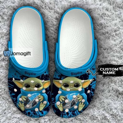 Custom Name Carolina Panthers Crocs Baby Yoda Gift