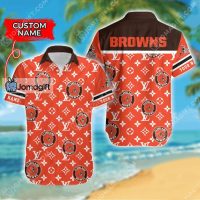 Custom Name Cleveland Browns Louis Vuitton Hawaiian Shirt 3