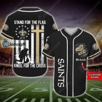 Custom Name New Orleans Saints Baseball Jersey Stand For The Flag 3
