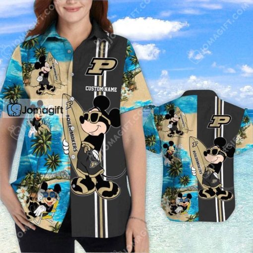Custom Name Purdue Hawaiian Shirt Mickey Mouse Gift
