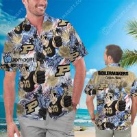 Custom Name Purdue Hawaiian Shirt Tropical Floral Gift 1