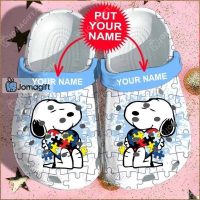 Custom Name Snoopy Autism Crocs Gift
