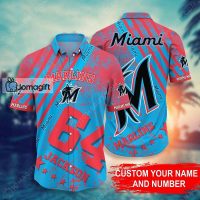 Custom Name and Number Miami Marlins Hawaiian Shirt 2
