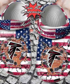 Customized Atlanta Falcons Crocs American Flag Breaking Wall Gift