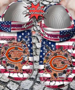 Customized Chicago Bears Crocs American Flag Breaking Wall Gift