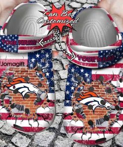 Customized Denver Broncos Crocs American Flag Breaking Wall Gift 2 2