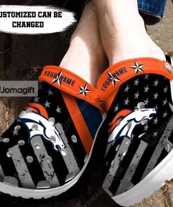 Custom Denver Broncos American Flag Breaking Wall Crocs Clog Shoes