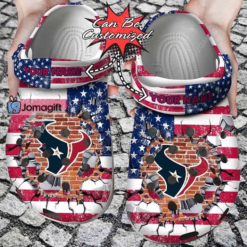 Customized Houston Texans Crocs American Flag Breaking Wall Gift 2 2