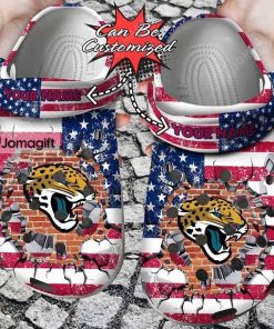 Customized Jacksonville Jaguars Crocs American Flag Breaking Wall Gift 2 2