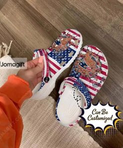 Customized New England Patriots Crocs American Flag Breaking Wall Gift