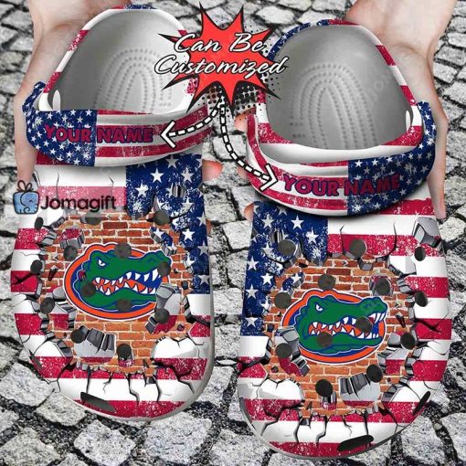 Florida Gators Crocs American Flag Breaking Wall Gift