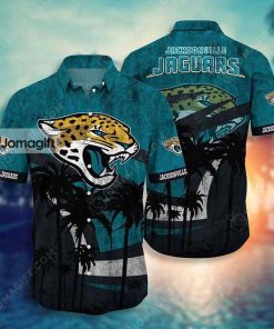 [Personalized] NFL Jacksonville Jaguars Coconut Tree Teal Grey Hawaiian Shirt Gift