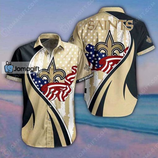 New Orleans Saints Hawaiian Shirt Vintage Us Flag Graphic Gift