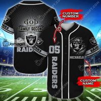 Personalized Raiders Baseball Jersey God First Family Second