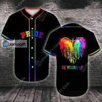 Pride Baseball Jersey Dragon Heart Watercolor Be Yourself Gift