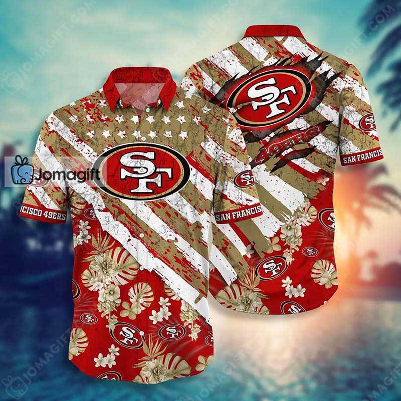 San Francisco 49ers Hawaiian Shirt American Flag Gift 1 1 Jomagift