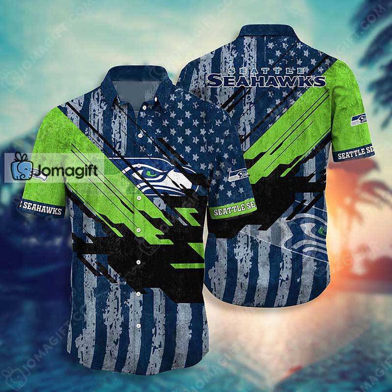 Seattle Seahawks Hawaiian Shirt American Flag Gift 1 1 Jomagift