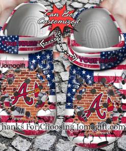 Atlanta Braves American Flag Breaking Wall Crocs Gift