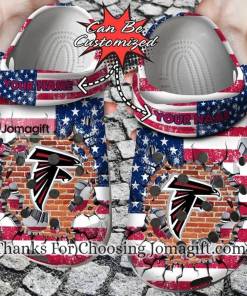 Atlanta Falcons American Flag Breaking Wall Crocs Gift 1