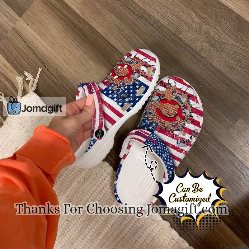Awesome Cincinnati Reds Red White American Flag Crocs Gift 1
