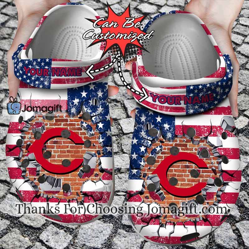 Awesome Cincinnati Reds Red White American Flag Crocs Gift 2