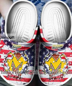 Comfortable Michigan Wolverines American Flag Crocs Gift 1