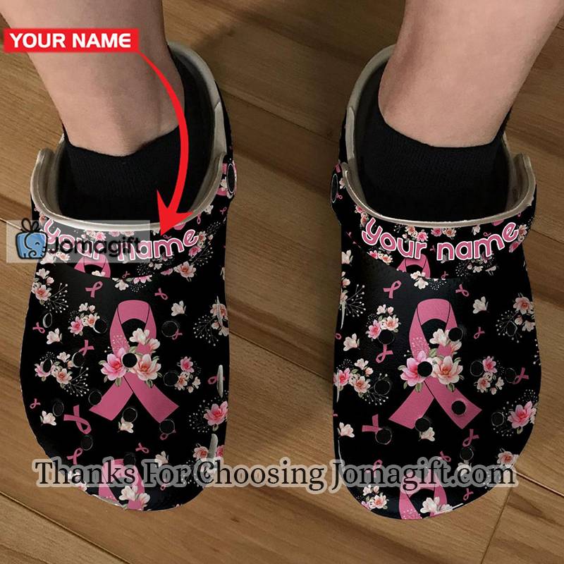 Custom Name Breast Cancer Crocs Gift 1