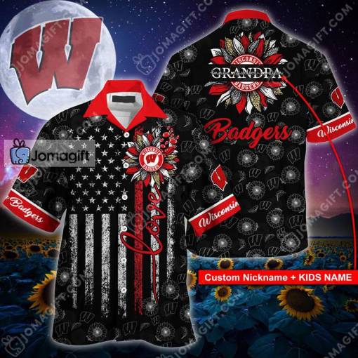 Custom Name Wisconsin Badgers Hawaiian Shirt Gift