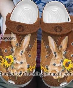 Easter Day Rabbit Sunflower Leather Patchwork Rabbit Lovers Crocs Gift 1