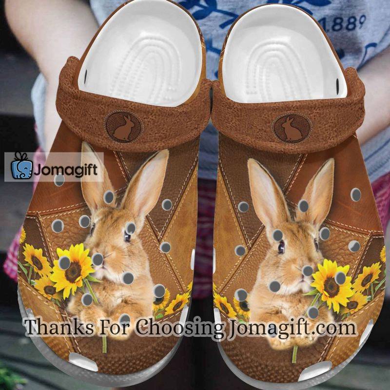 Easter Day Rabbit Sunflower Leather Patchwork Rabbit Lovers Crocs Gift 1