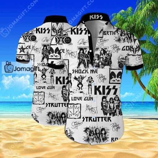 Kiss Hawaiian Shirt Black And White Gift