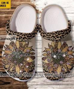 Leapard Sunflower Print Crocs Gift 1