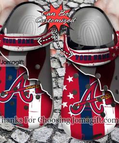 Custom Atlanta Braves American Flag Breaking Wall Crocs Clog Shoes -  Jomagift