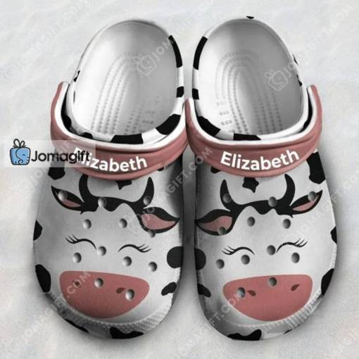Personalized Smiling Dairy Cow Print Crocs Gift
