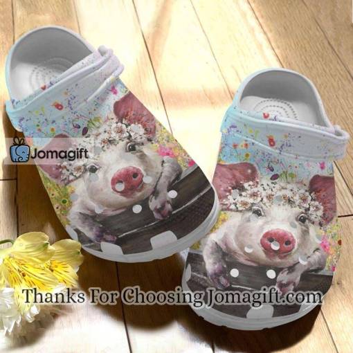 [Trendy] Cute Pig And Wild Flowers Crocs Gift