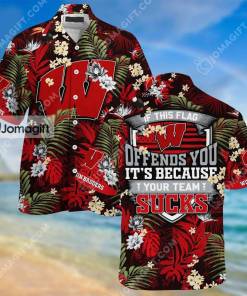 Wisconsin Badgers Hawaiian Shirt Tropical Patterns Gift 1